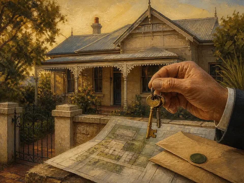 Textured oil painting of a Perth home purchase and transfer-duty assessment